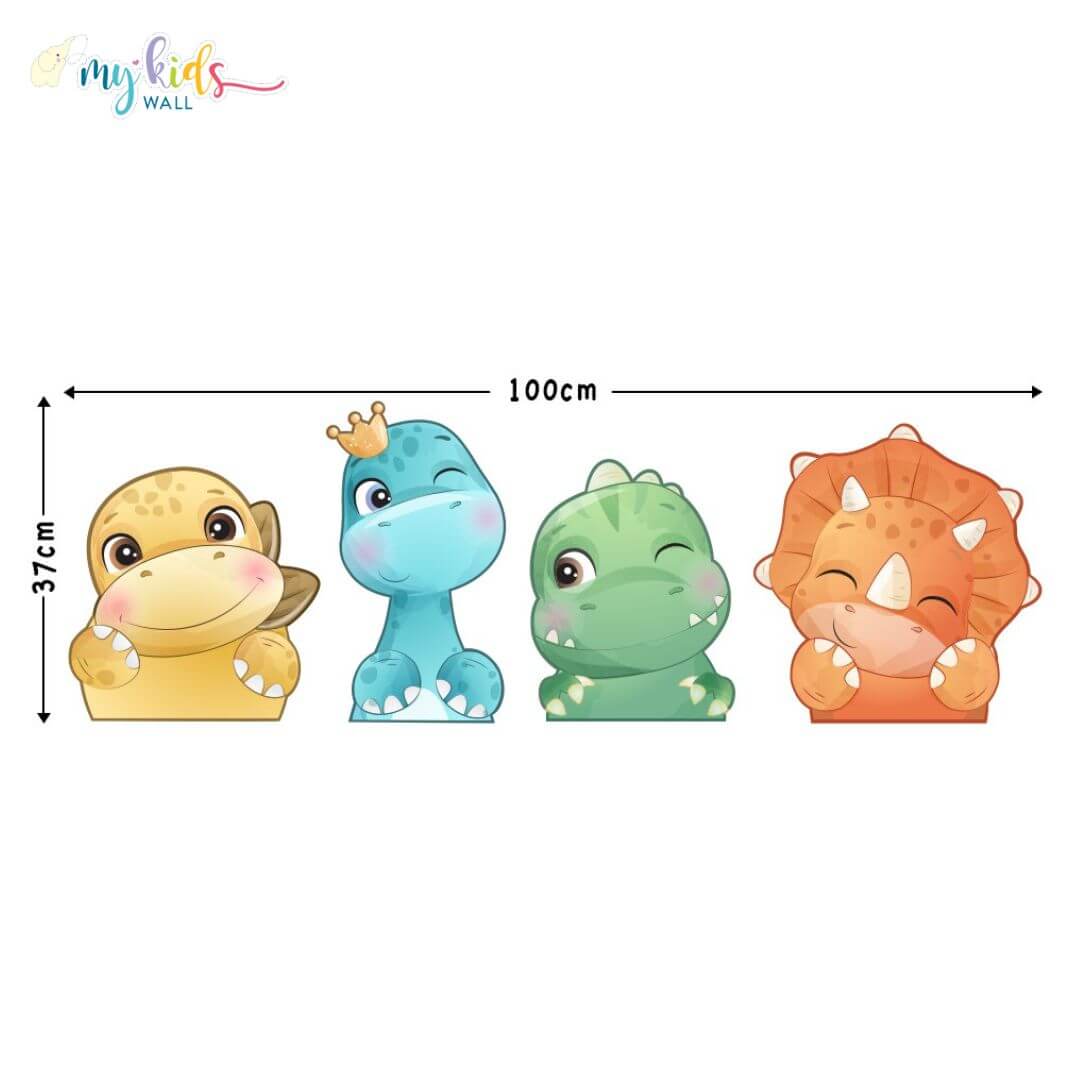 baby dinosaurs watercolor wall stickers size