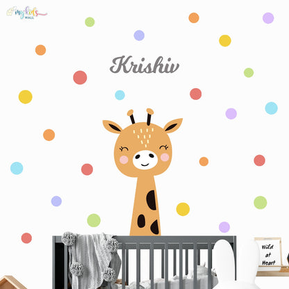 Smiling Baby Giraffe Personalized Wall Stickers