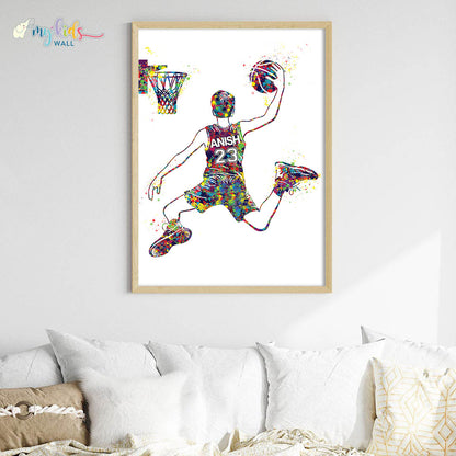 Basketball Player Personalised Wall Art Big Frame Wooden