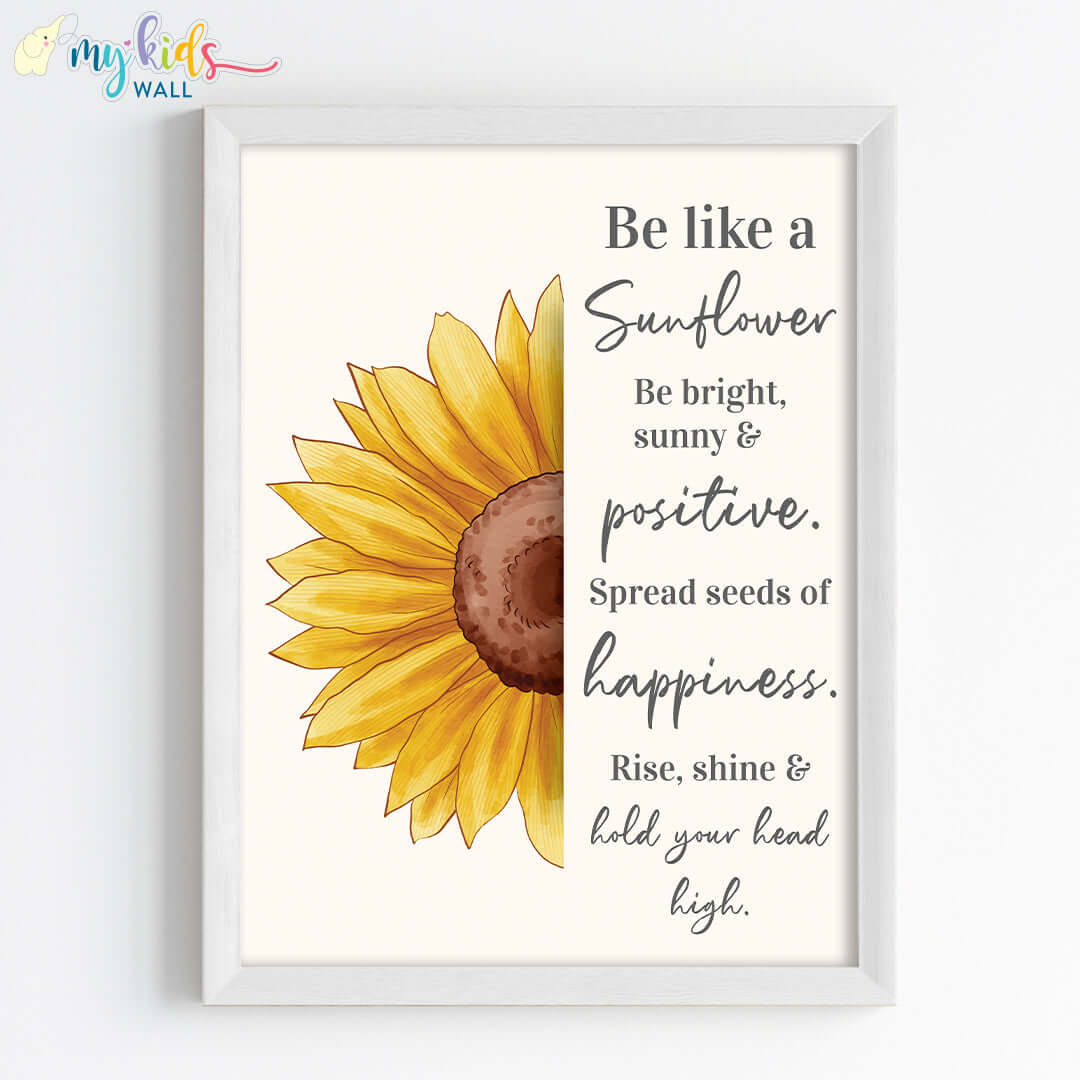 Motivational quote like sunflower white wall frame