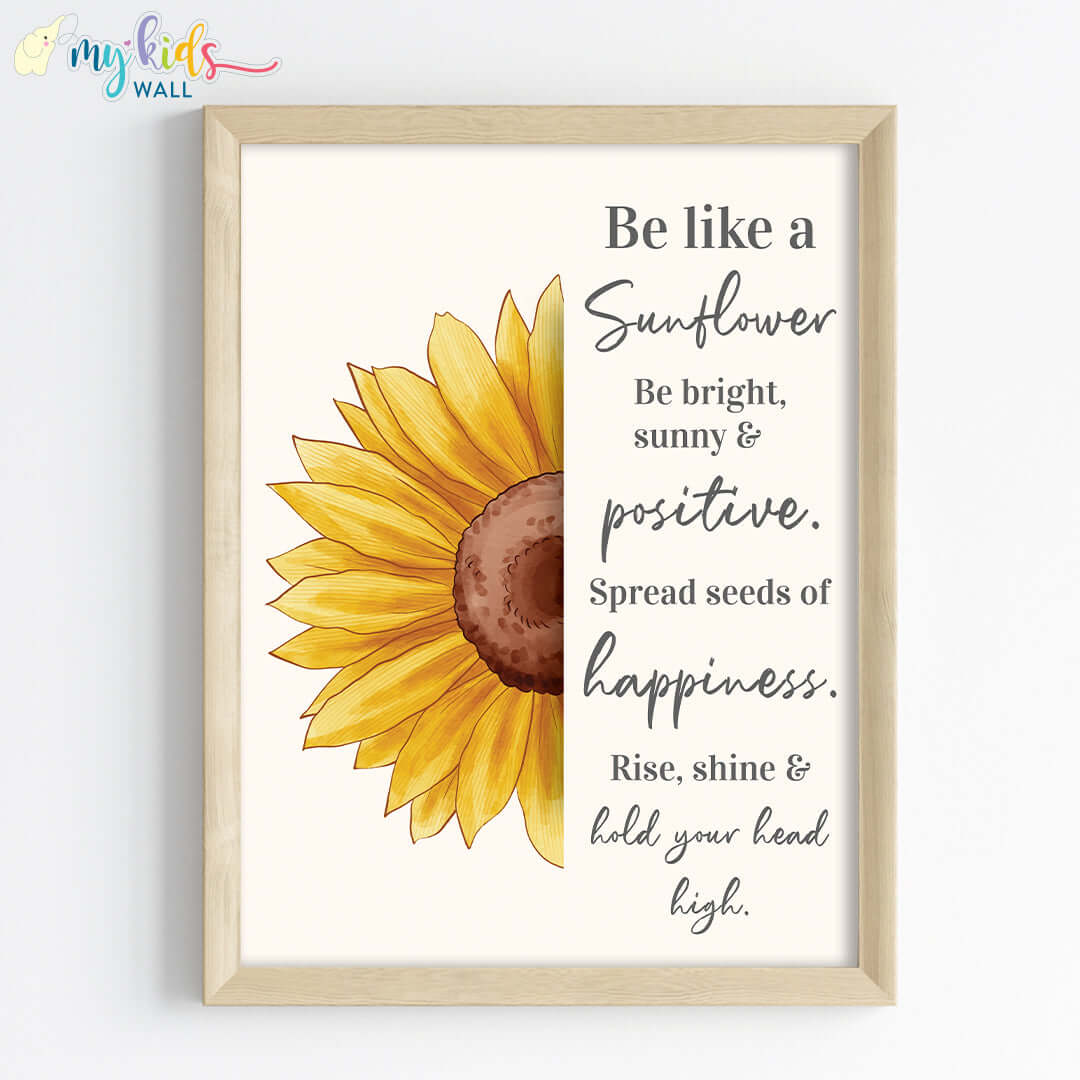 Motivational quote like sunflower wooden wall frame