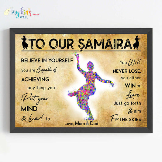 Motivational wall art of bharatanatyam dancer black wall frame