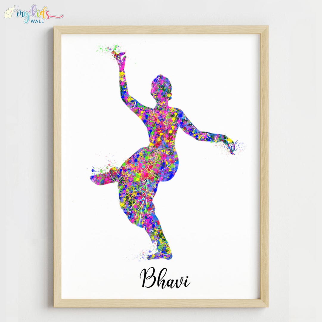 Multicolor Bharatanatyam Dancer pose 1 black frame