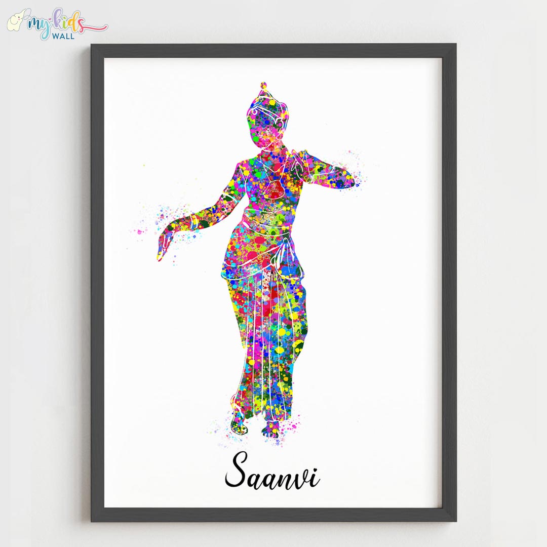 Multicolor Bharatanatyam Dancer pose 2 black frame