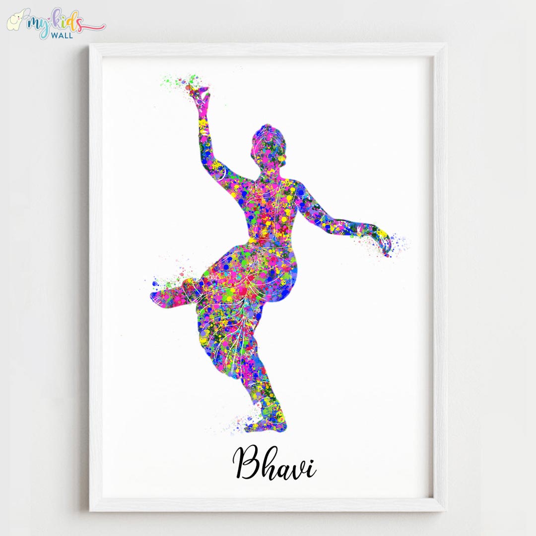 Multicolor Bharatanatyam Dancer pose 1 white frame