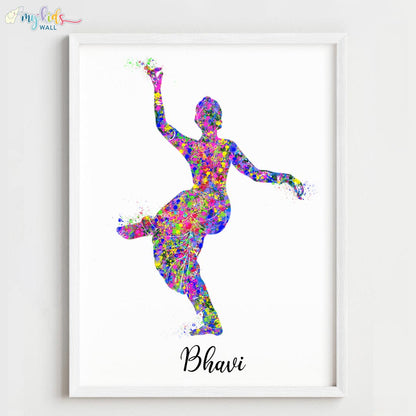 Multicolor Bharatanatyam Dancer pose 1 white frame