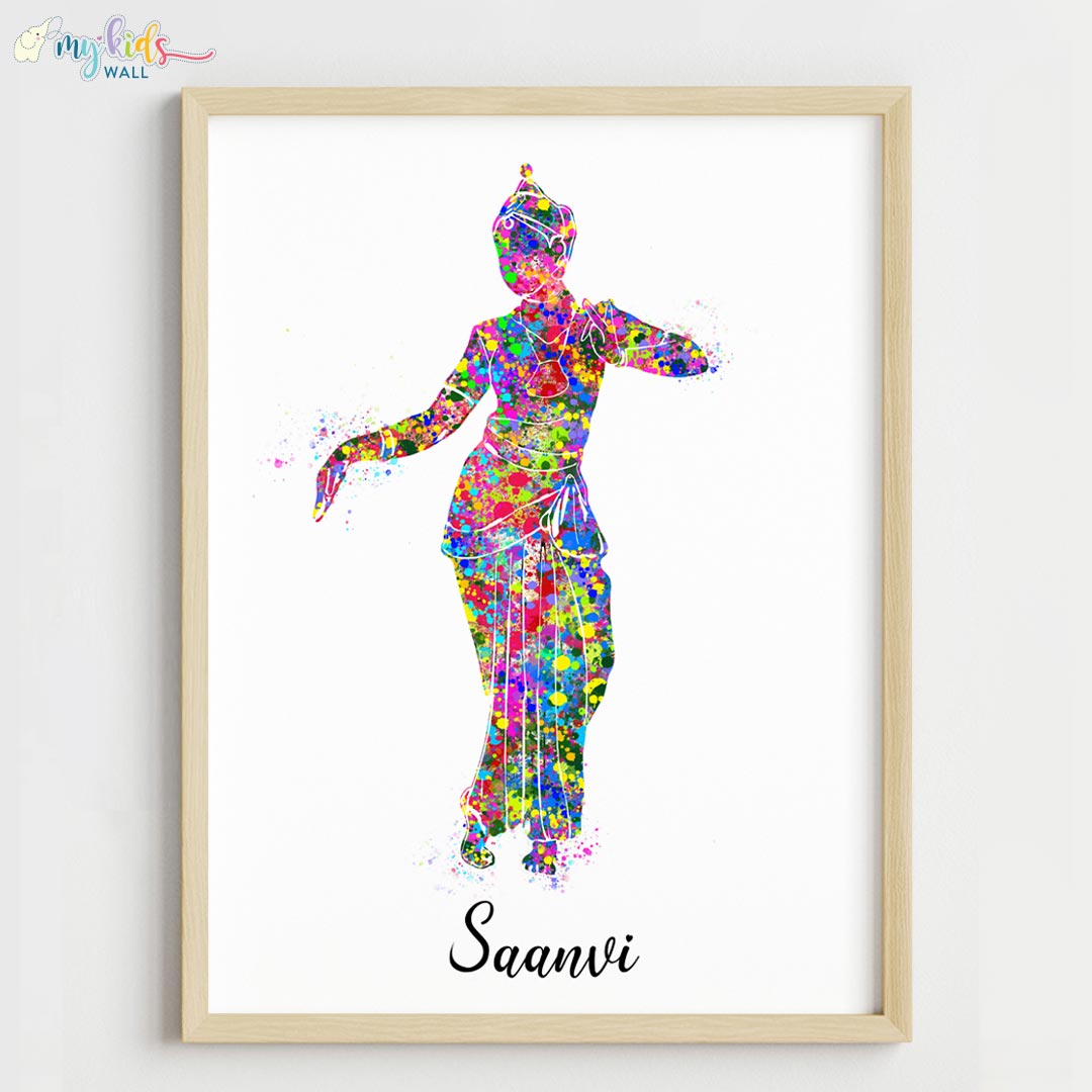 Multicolor Bharatanatyam Dancer pose 2 black frame