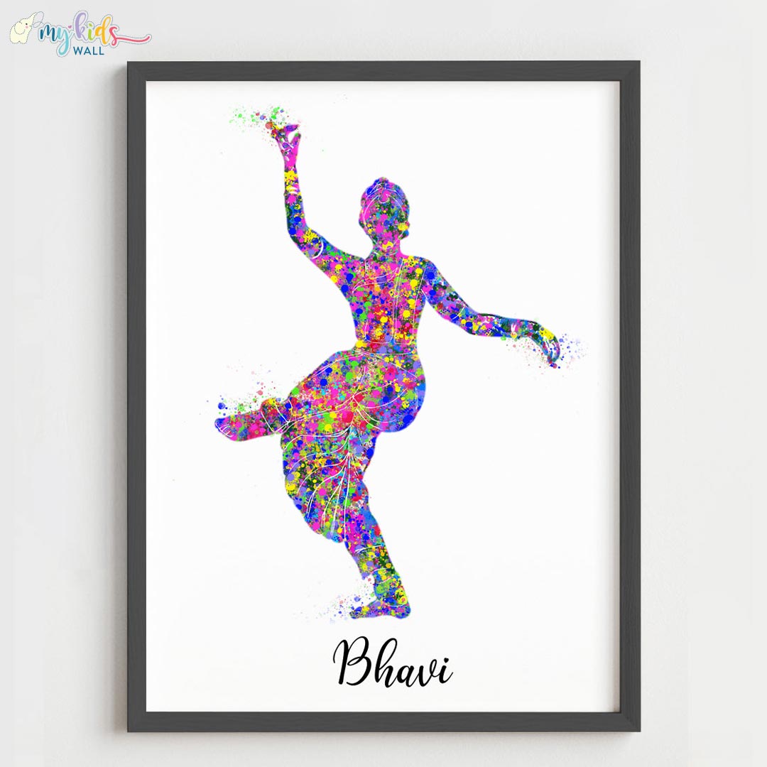 Multicolor Bharatanatyam Dancer pose 1 black frame