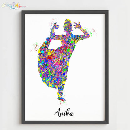 Multicolor Bharatanatyam Dancer pose 3 black frame