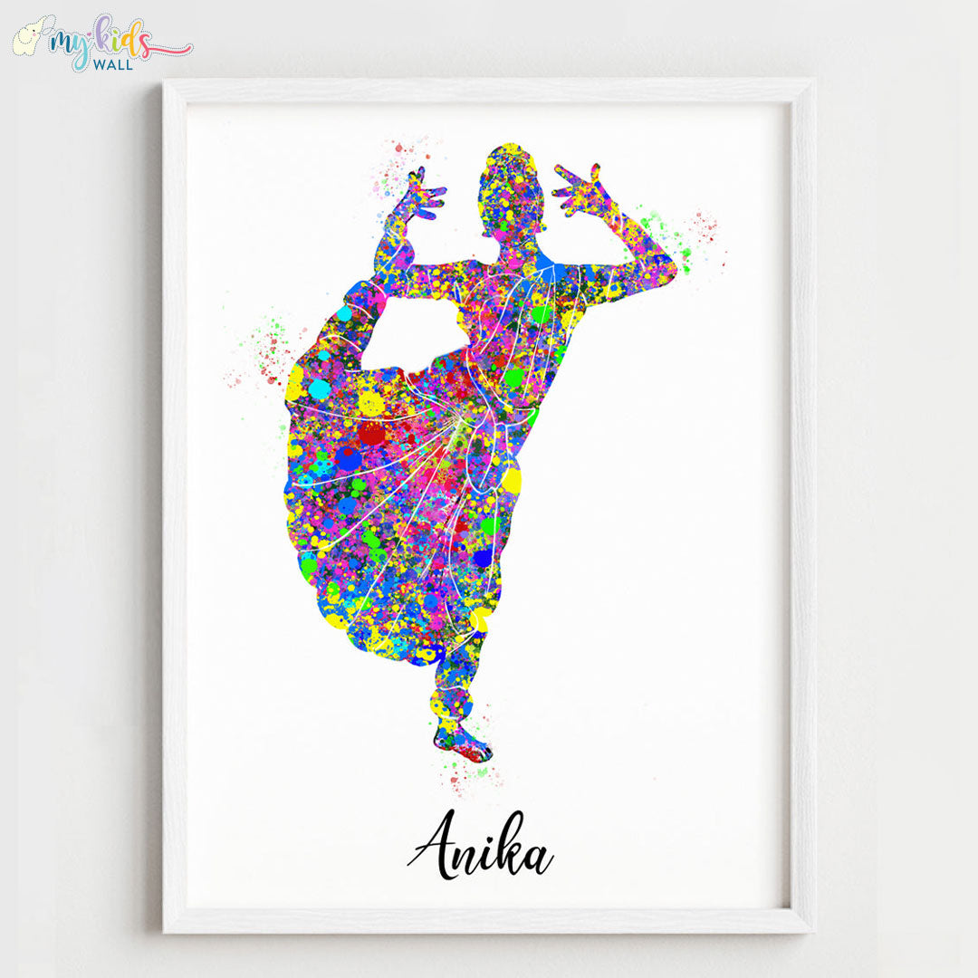 Multicolor Bharatanatyam Dancer pose 3 white frame