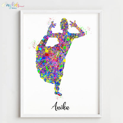 Multicolor Bharatanatyam Dancer pose 3 white frame