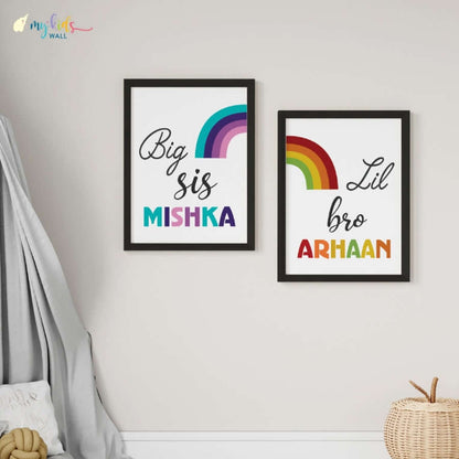 Siblings inspirational set of 2 black wall frame