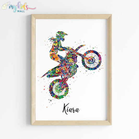 Bike Rider Girl Personalised Wall Art Framed Wooden