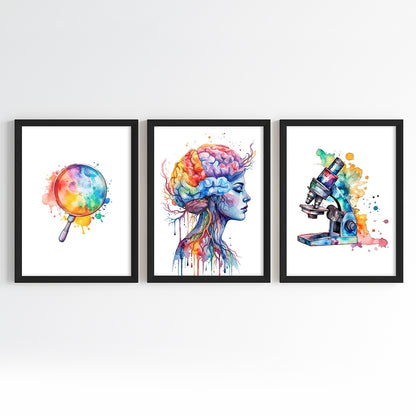 Biology Essentials Watercolor Wall Art Set