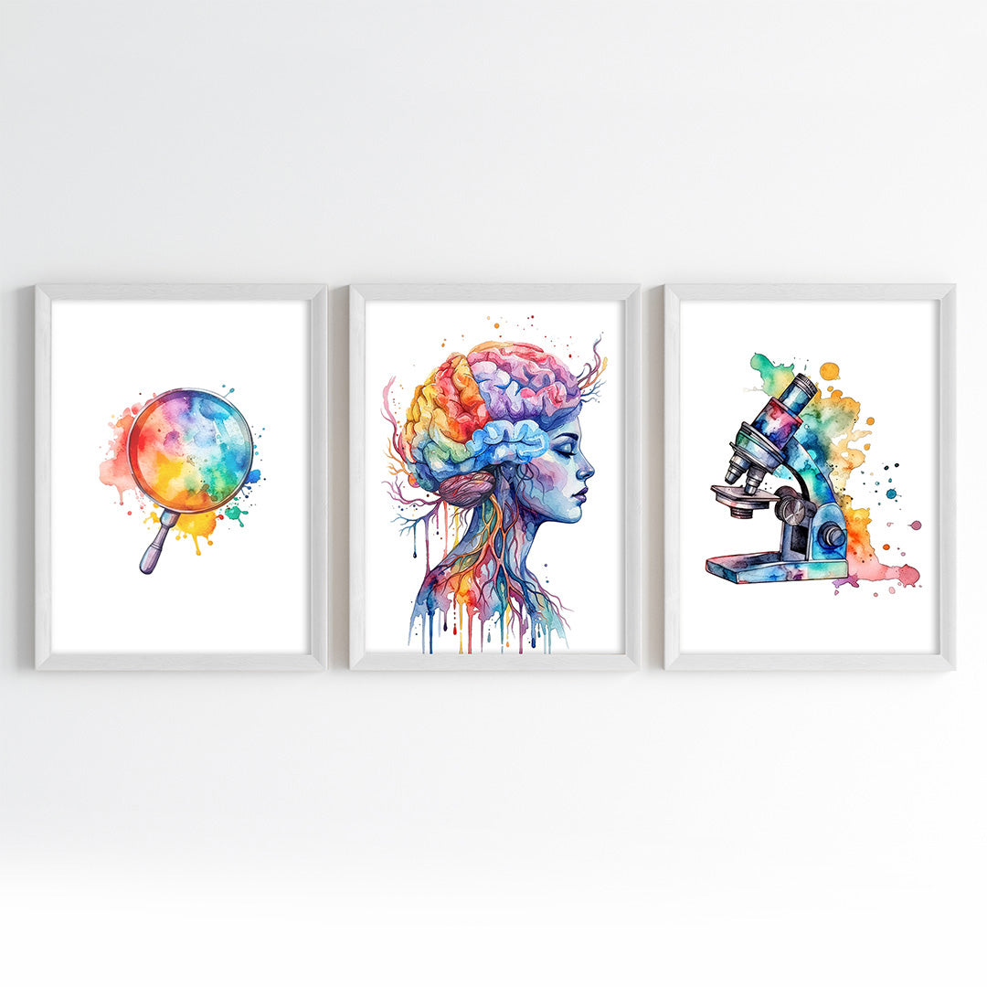Biology Essentials Watercolor Wall Art Set
