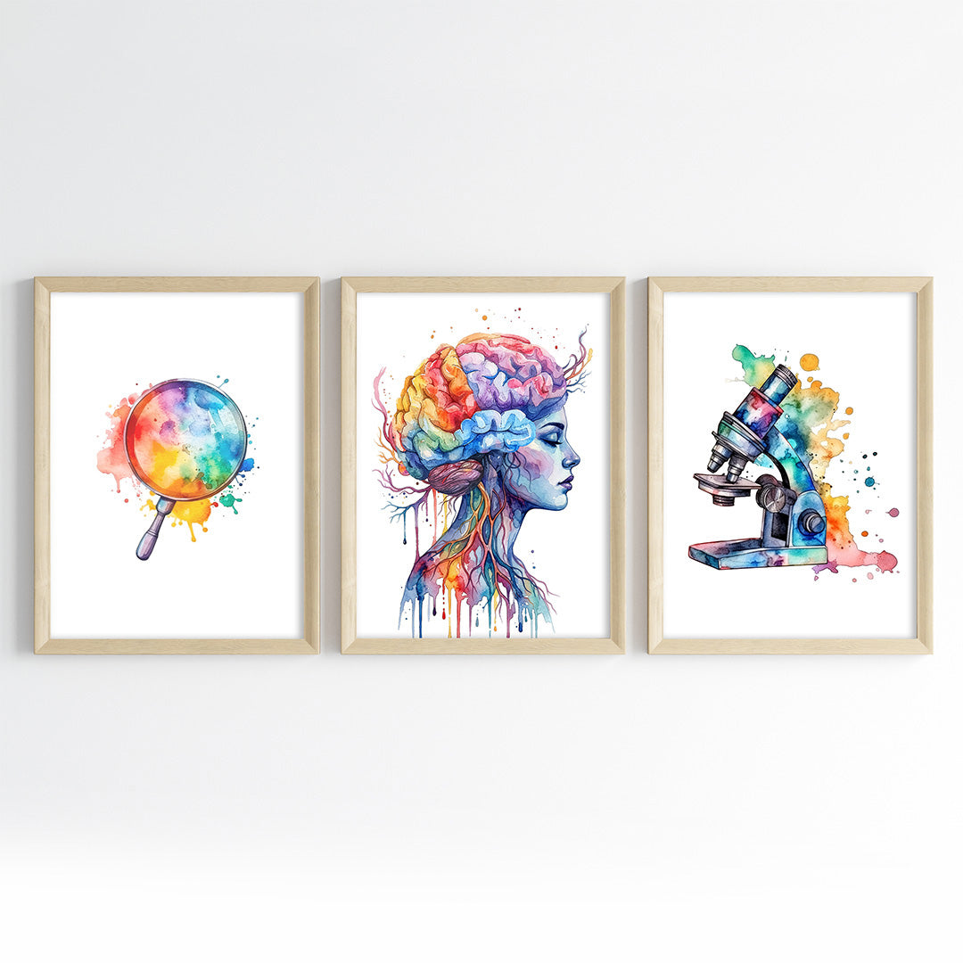 Biology Essentials Watercolor Wall Art Set
