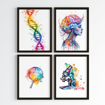 Biology Essentials Watercolor Wall Art Set