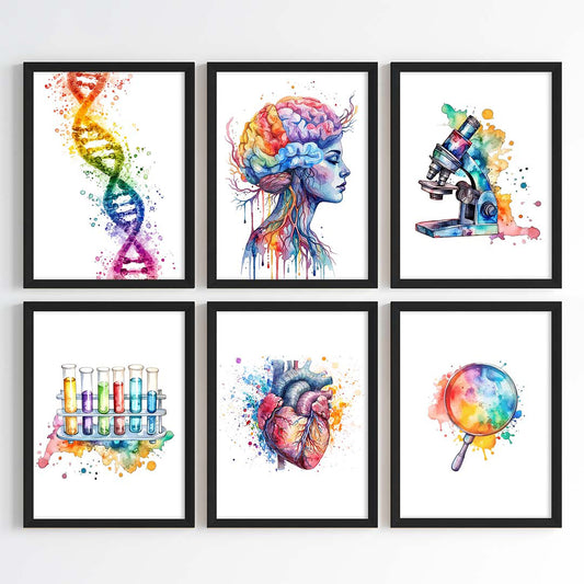 Biology Essentials Watercolor Wall Art Set