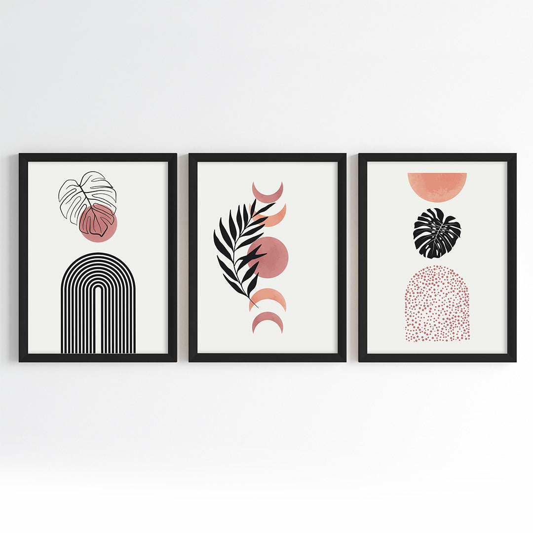 Boho Lunar Botanicals Wall Art (Framed Set of 3)