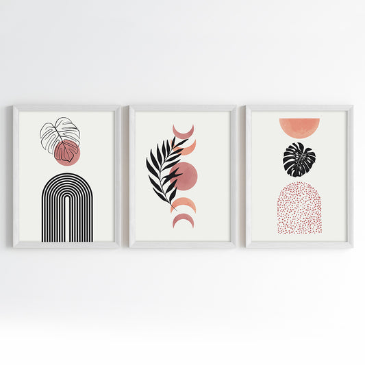 Boho Lunar Botanicals Wall Art (Framed Set of 3)