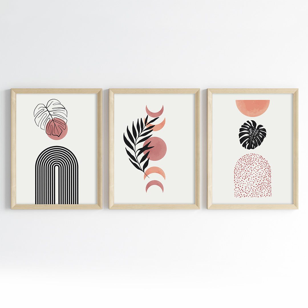 Boho Lunar Botanicals Wall Art (Framed Set of 3)