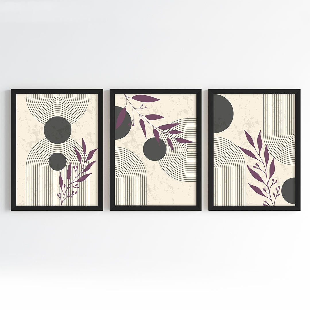 Botanical Geometry Fusion Wall Art (Framed Set of 3)