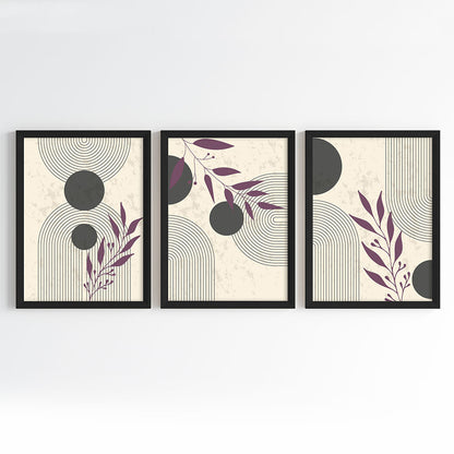 Botanical Geometry Fusion Wall Art (Framed Set of 3)