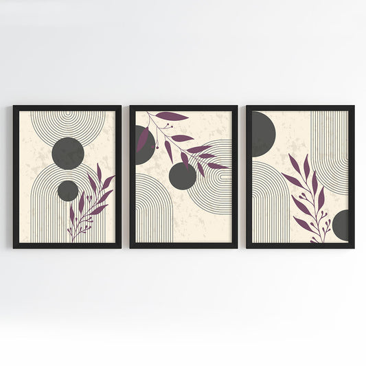 Botanical Geometry Fusion Wall Art (Framed Set of 3)