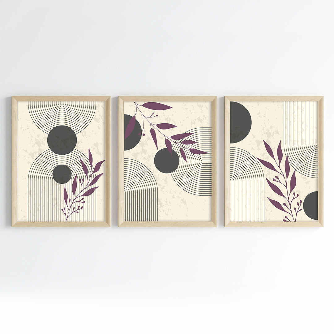 Botanical Geometry Fusion Wall Art (Framed Set of 3)