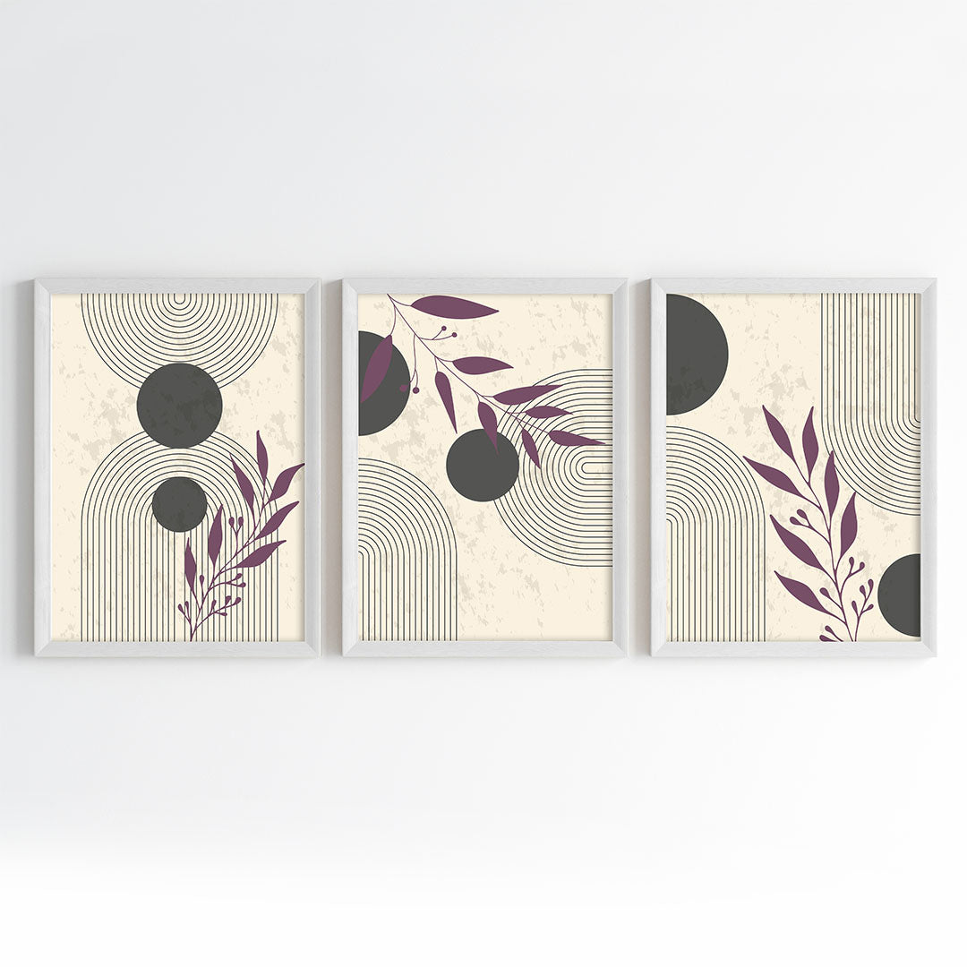 Botanical Geometry Fusion Wall Art (Framed Set of 3)