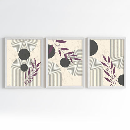 Botanical Geometry Fusion Wall Art (Framed Set of 3)