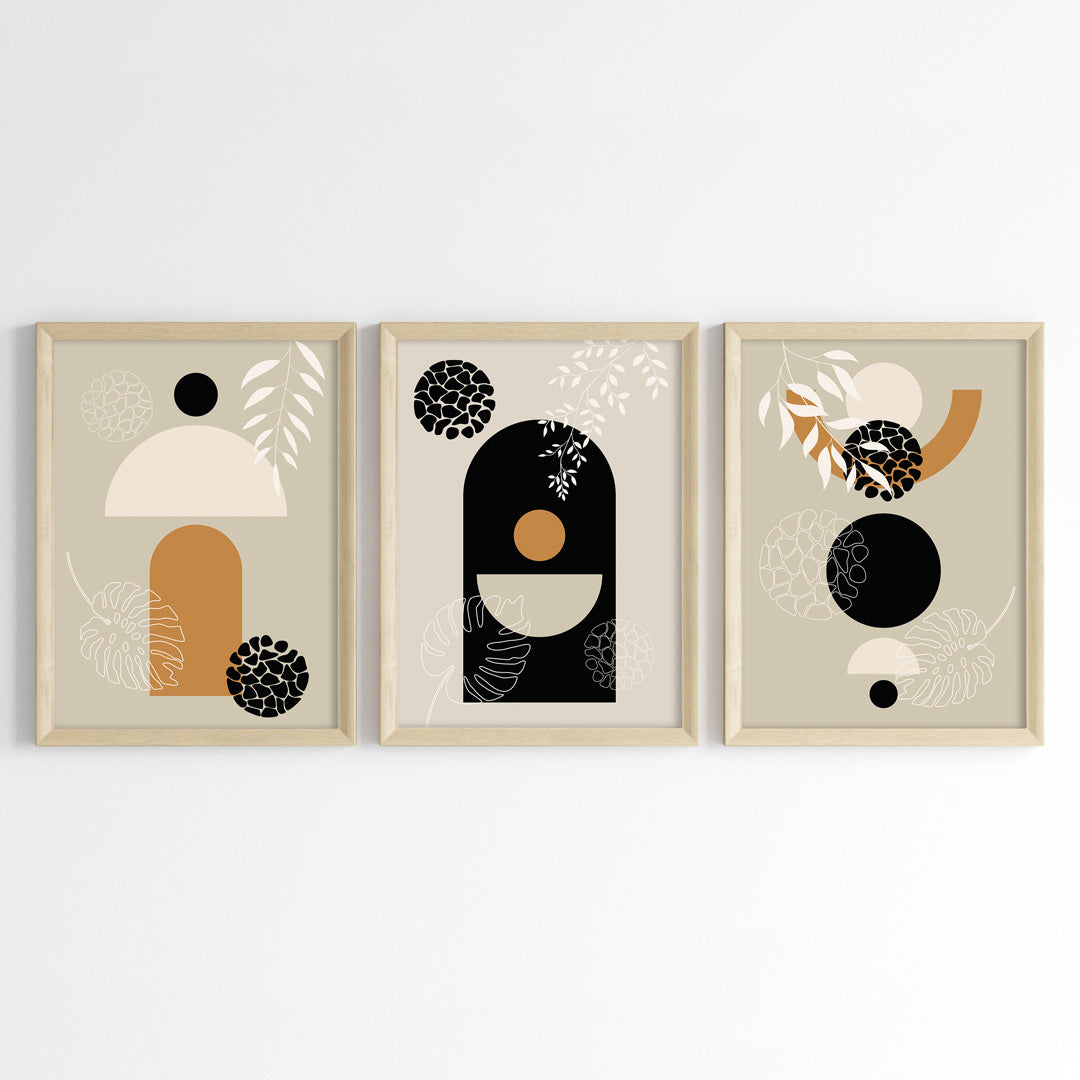 Botanical Geometry Wall Art (Framed Set of 3)
