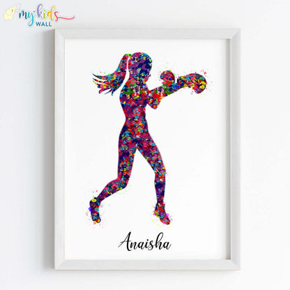 Inspirational boxer girl white wall frame