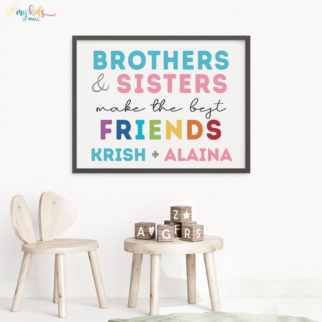 siblings best friends black wall frame