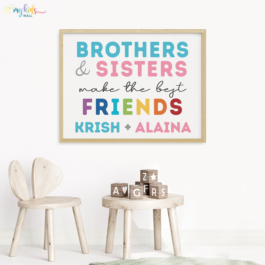 siblings best friends wooden wall frame