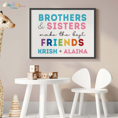 siblings best friends black wall frame