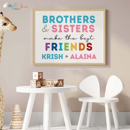 siblings best friends wooden wall frame