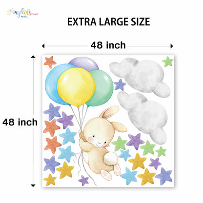 Bunny Balloons Adventure Personalized Wall Stickers