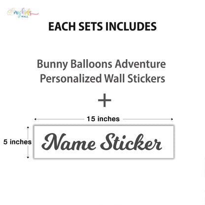Bunny Balloons Adventure Personalized Wall Stickers
