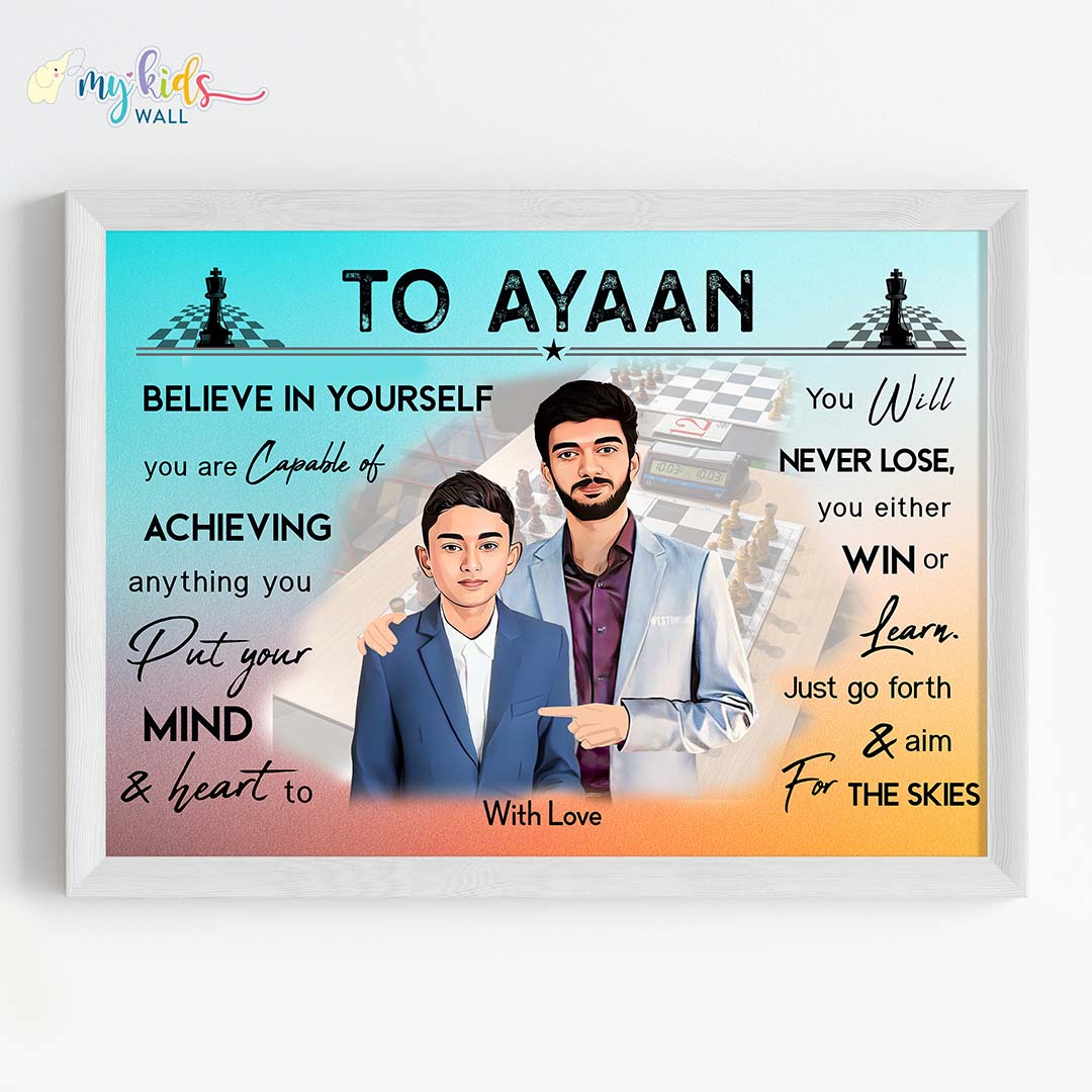 Gukesh Dommaraju  motivational wall art black frame