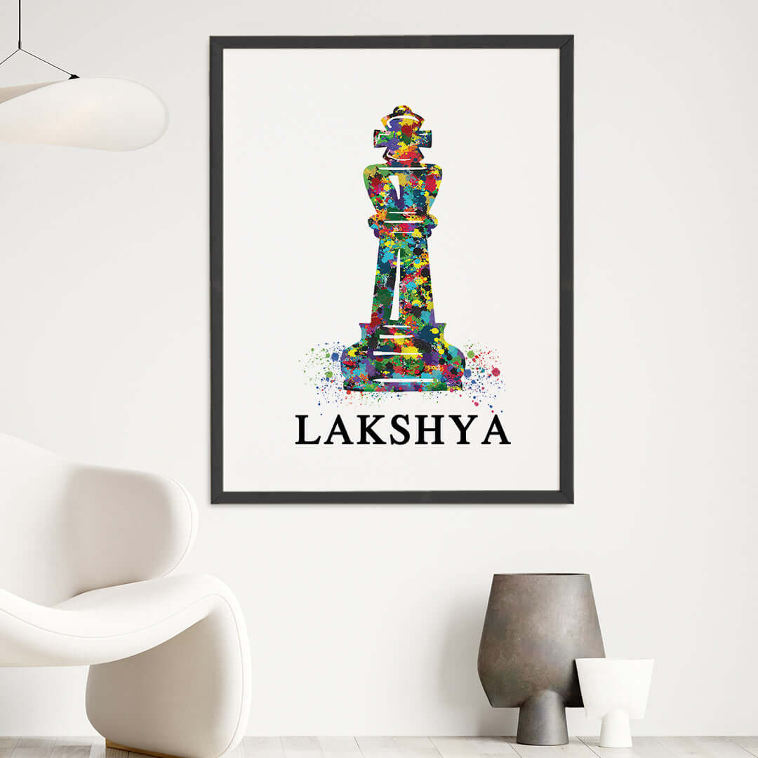 Chess King wall art black frame