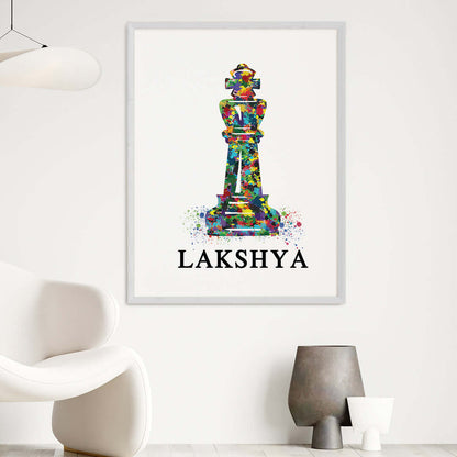 Chess King wall art white frame