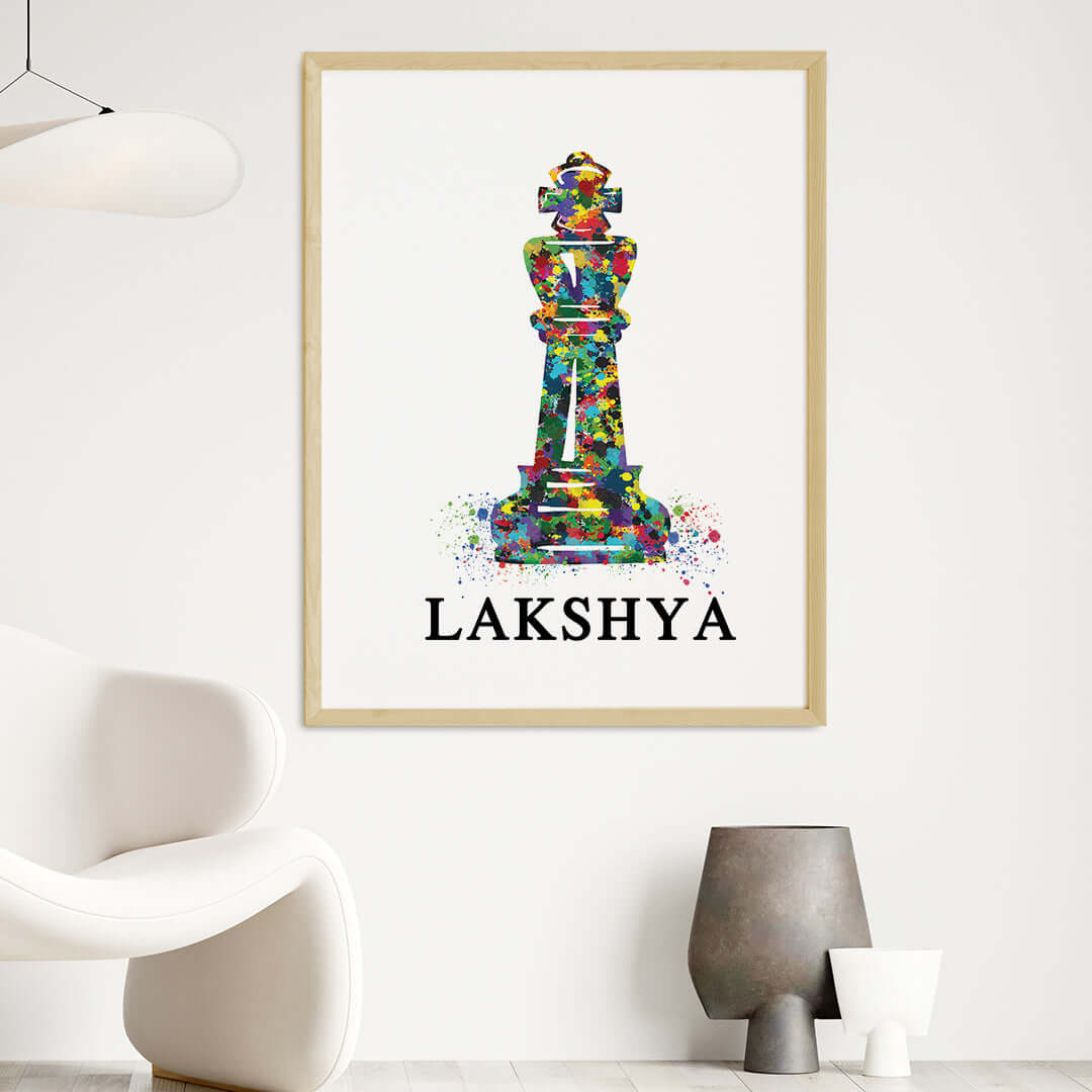 Chess King wall art wooden frame