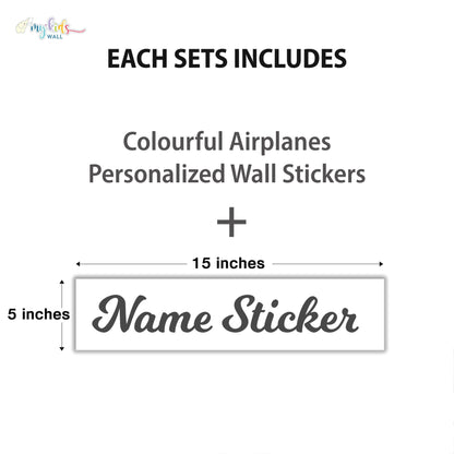 Colorful Airplanes Personalized Wall Stickers