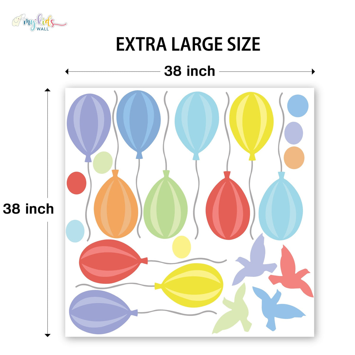 Colorful Balloons & Birds Personalized Wall Stickers