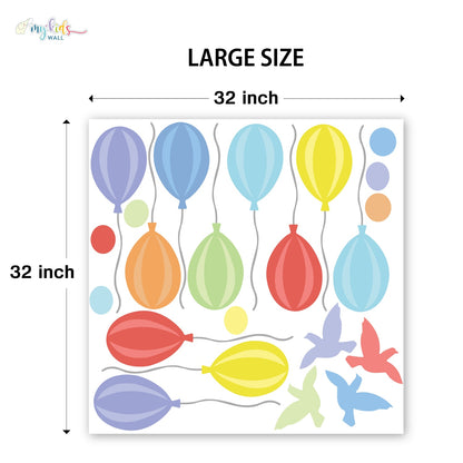 Colorful Balloons & Birds Personalized Wall Stickers