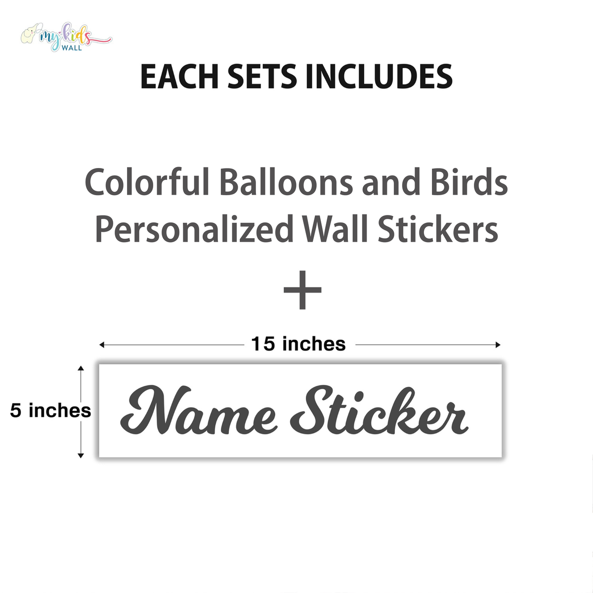 Colorful Balloons & Birds Personalized Wall Stickers