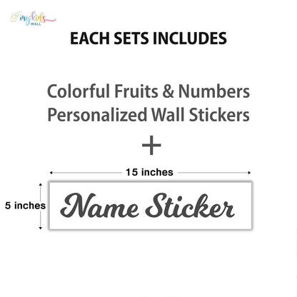 Colorful Fruits & Numbers Personalized Wall Stickers