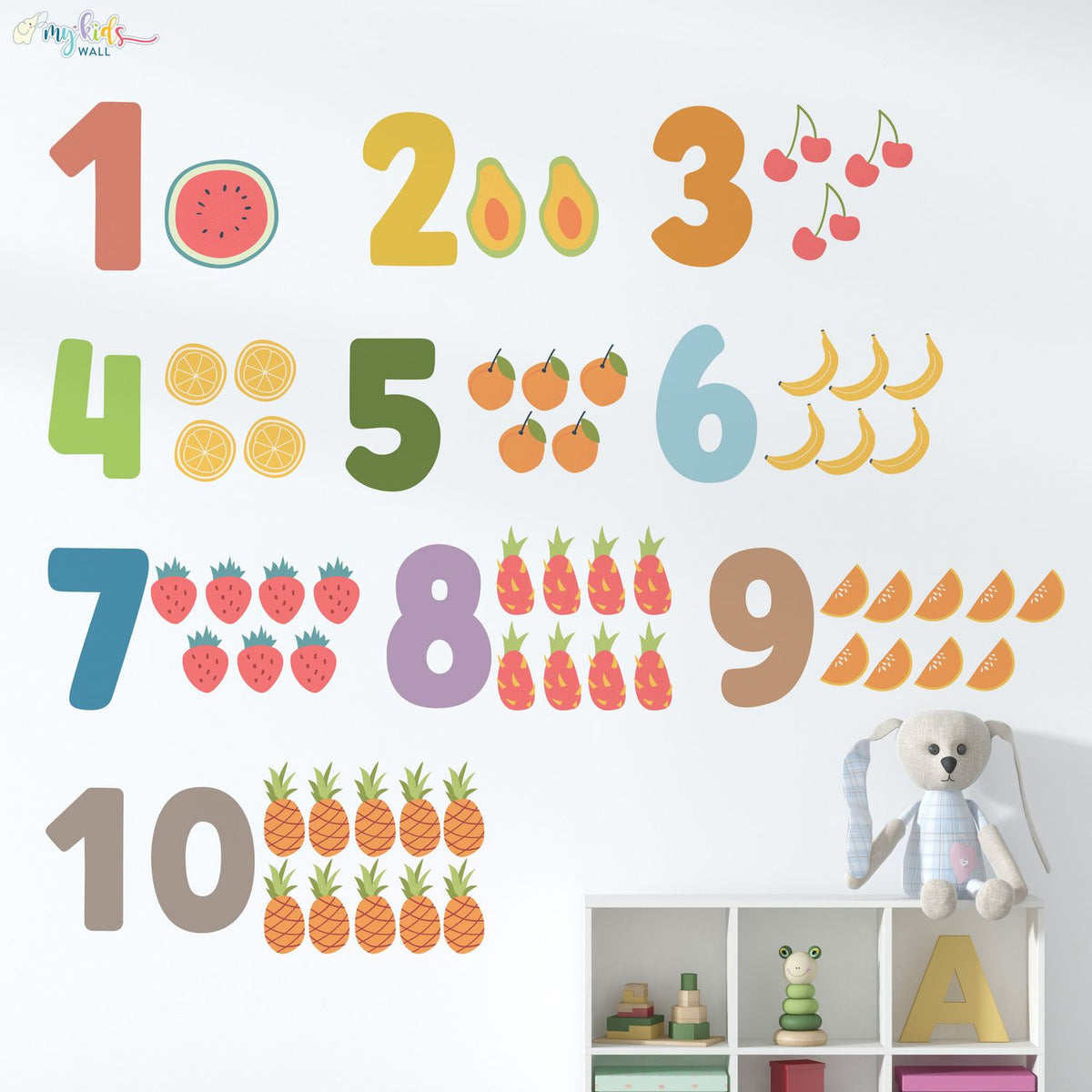 Colorful Fruits & Numbers Personalized Wall Stickers
