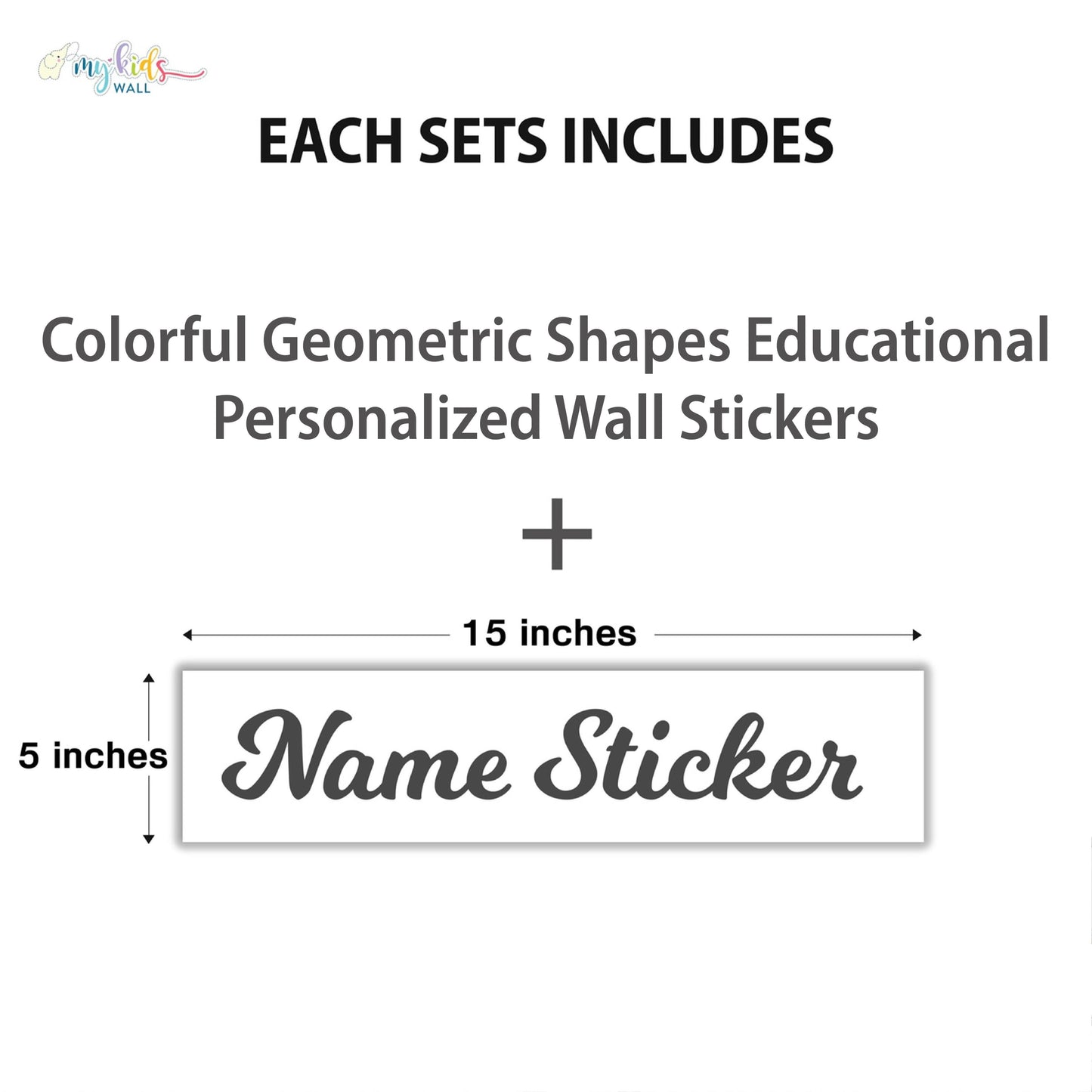 Colorful Geometric Shapes Educational Personalized Wall Stickers